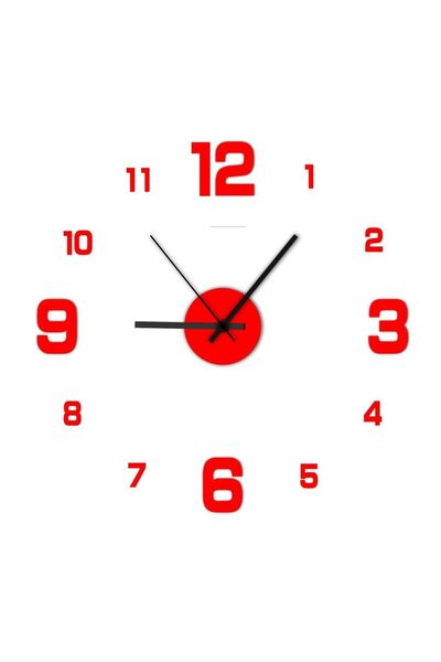 Choice Red Creative Frameless DIY Wall Clock Wall Decal Home Silent Clock Living Room Office Wall Decoratio