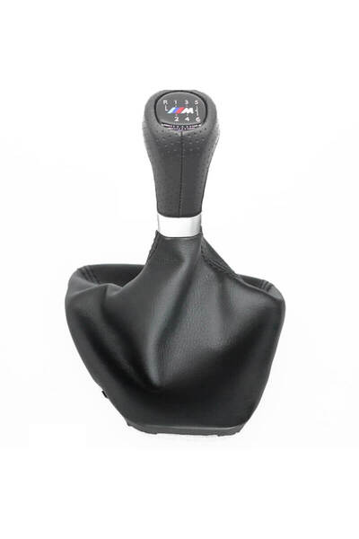 MOTOR10 Walnut shift sleeve with pouch for BMW 3 Series E90 E91 E92 E93, 6 speeds, M Performance logo