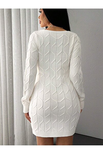 ATE ÖZGÜNEŞ TRİKO TEKSTİL Women's Knitwear Zigzag Patterned Dress
