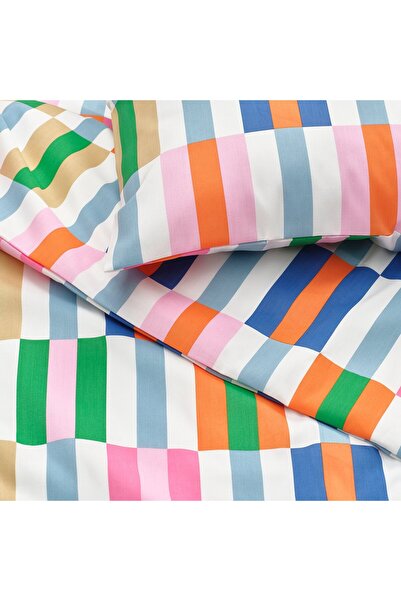 IKEA KLIBBKORSÖRT Duvet cover and 2 pillowcases, multicolour, 240 x 220/50 x 80 cm
