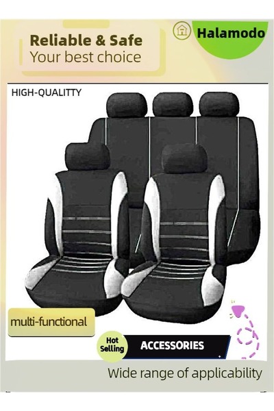 HALAMODO مجموعة كاملة من 9 قطع من أغطية مقاعد السيارة، أغطية مقاعد السيارات ا...