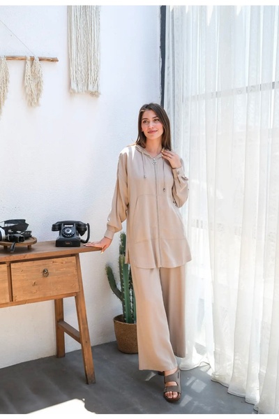 BURKAY Comfortable Fabric Full Zipper Comfortable and Stylish Two-Piece Suit