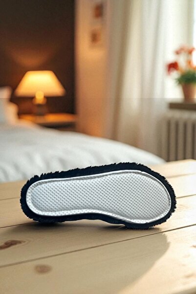 ALTUNTAŞ Indoor Plush Furry Open-Front Eva Sole Gift Slippers White