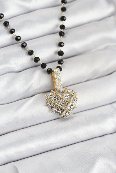 Epilons قلادة نسائية من الفولاذ 316L مع سلسلة وخرز كريستال على شكل قلب