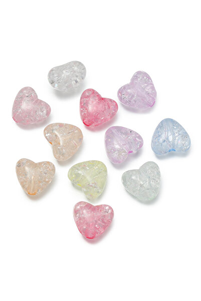 Choice8 Random mixed 50pcs/Lot Acrylic Heart Explosive Bead Crackle Spacer Be...
