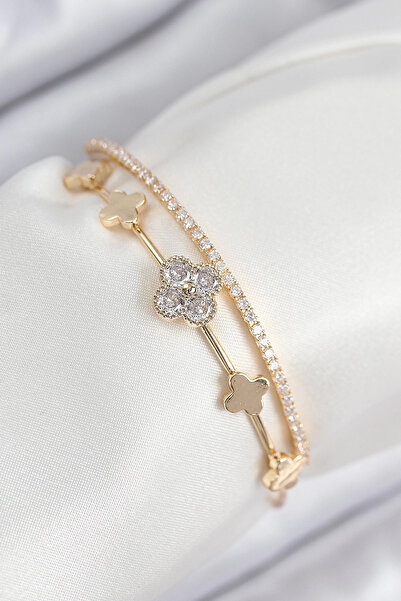 Epilons سوار نسائي من حجر الزركون والنحاس من Bfs موديل ذهبي اللون