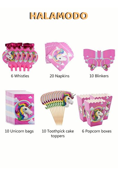 HALAMODO Pink Unicorn Girls Birthday Party Supplies 139 Piece Set