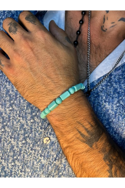 Mos Tespih Turquoise Original Onyx Natural Stone Bracelet