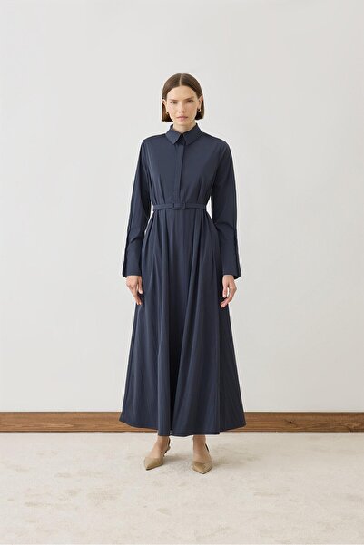 TERZİ DÜKKANI SALVE BOL KESİM GÖMLEK ELBİSE LACİVERT