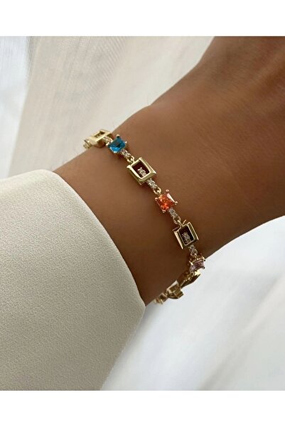 XUPING JEWELRY 14K GOLD RENK COLORED TAŞLI KADIN BİLEKLİK 17+2CM