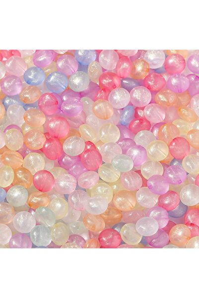 Choice Random mixed 50pcs Colored Acrylic Luminous Flat Round Beads Shiny Mixed Spacer Beads for DIY Neckla
