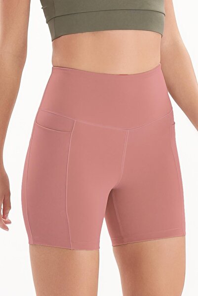 josejuan Pantaloni scurti de sport pentru femei, cu talie înaltă, cu buzunare duble, 7109