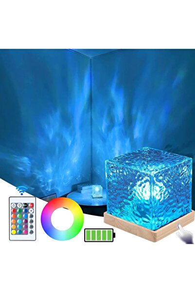 HyMark Kristal Kuzey Işıkları Okyanus Dalgası 16 Renk Dahili Pil Gece Lambası...