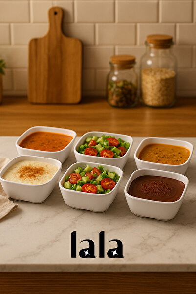 Lala Mutfak Gözde Kare Kase 6’lı Set – 12x12 cm, Melamin, Kırılmaya Dayanıklı...