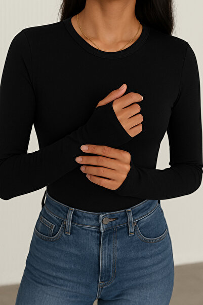 FV Parmak Geçmeli Sıfır Yaka Kadın Body