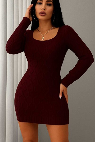 ATE ÖZGÜNEŞ TRİKO TEKSTİL Women's Knitwear Zigzag Patterned Dress