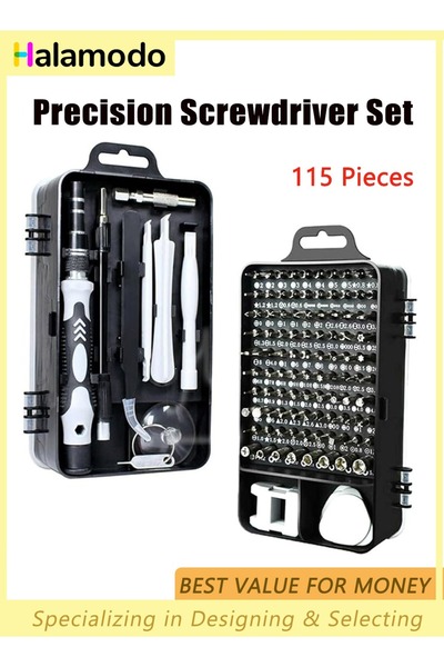 HALAMODO Precision Screwdriver Set, 115 in 1 Magnetic Screwdriver Bit Kit, Stainless Steel Screwdrivers
