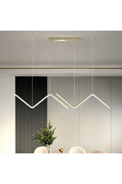 Other Lampă suspendată modernă de tavan în formă de zig-zag, aurie, cu LED integrat, lumină pentru insulă