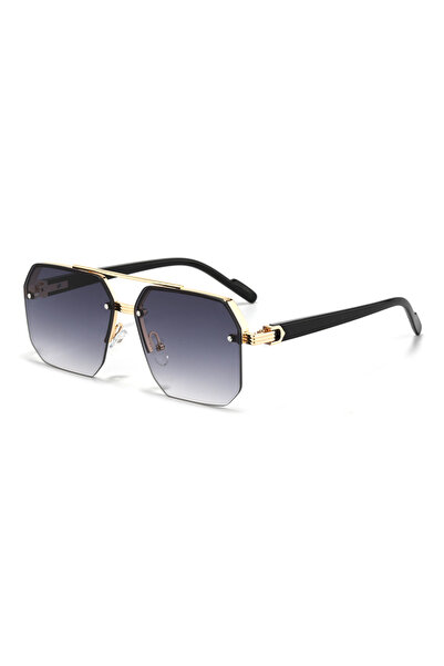 Choice gold grey Oversize Retro Double Bridges Polygon Square Metal Men Sunglasses Fashion Gradient Shades