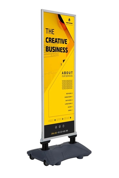 ÖzgürceSeç WindPro Slim Gri Tek Kat Kaldırım Reklam Panosu Ayaklı Poster Pano...
