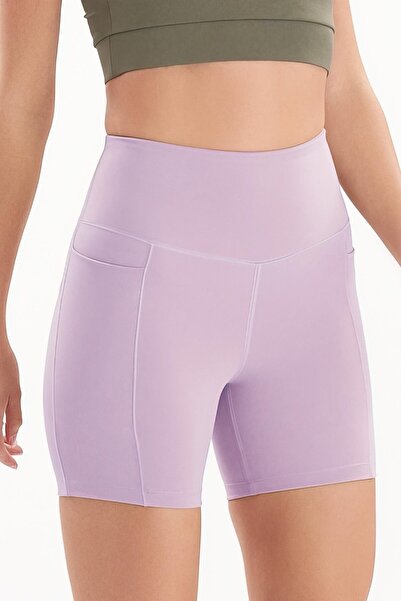 josejuan Pantaloni scurti de sport pentru femei, cu talie înaltă, cu buzunare duble, 7109