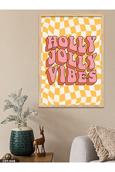 CeSht Holly Jolly Vibes Jednodijelna slika u drvenom okviru
