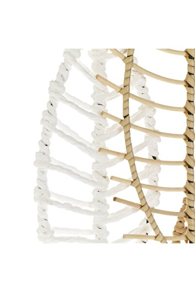 SHOPIENS Shopiens® wooden base table decoration with 3 vertical metal leaves wrapped with string
