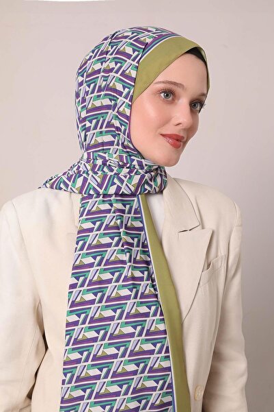 Levidor Oil Green Zigzag Pattern Club Shawl