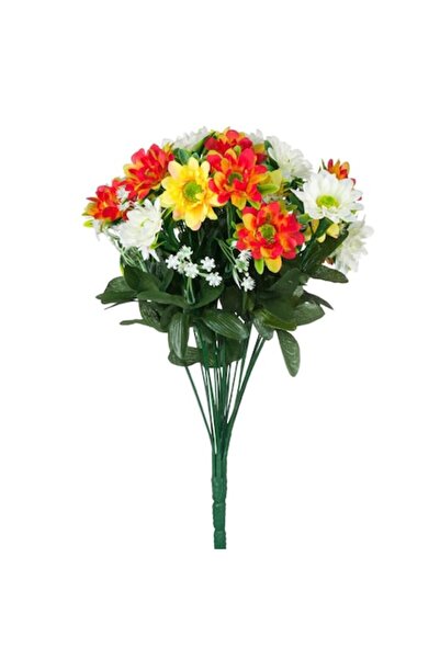 SHOPIENS Buchet de flori artificiale decorative Shopiens® cu flori de culoare portocalie, galbene si albe, 4