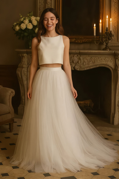 MadyaButik Wedding Maxi Skirt Bride Engagement Promise and Circumcision Mother Special Day White Tulle Skirt