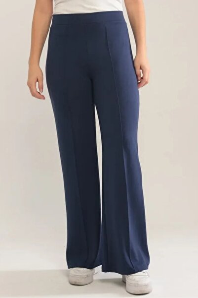 Bestenur Ahves Çımalı İspanyol Paça Pantolon 1590 - Lacivert