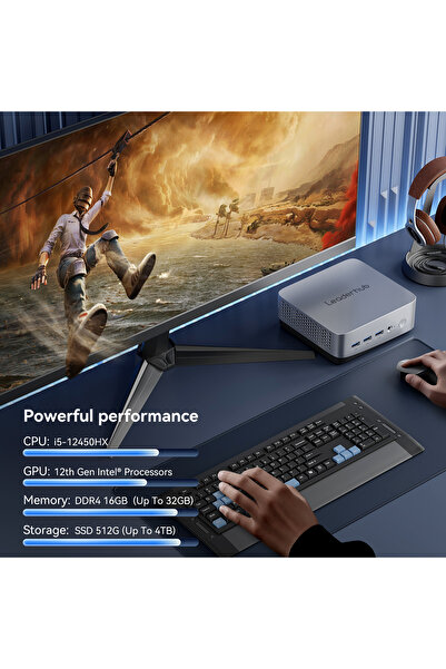 Leaderhub Mini PC i5-12450HX 16GB DDR4 512GB M.2 NVMe SSD, Mini Bilgisayarlar