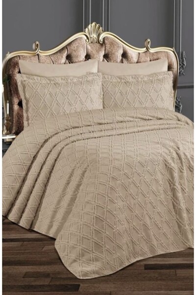 Online Home Market 3 Piece Double Pique Set (2 Pillowcases 50X70 and Pique Bed Sheet 240X260Cm)