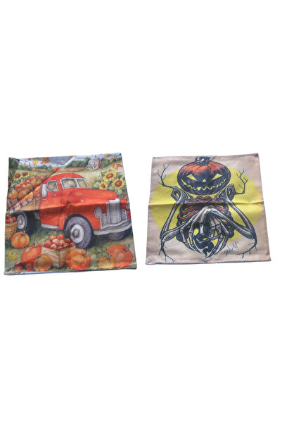 OEM Set of 2 Halloween pillowcases, 45 x 45 cm, polyester, light colors, mult...