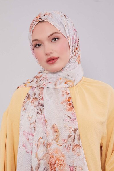 Levidor Beige Rose Pattern Cotton Shawl