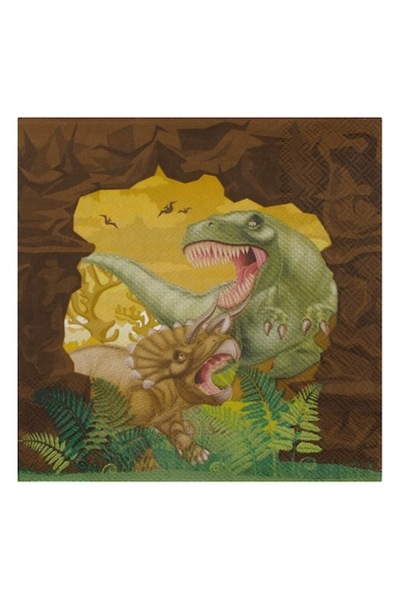 SHOPIENS Set 12 șervețele pentru petrecere copii Dino Party Shopiens®, 2 stra...