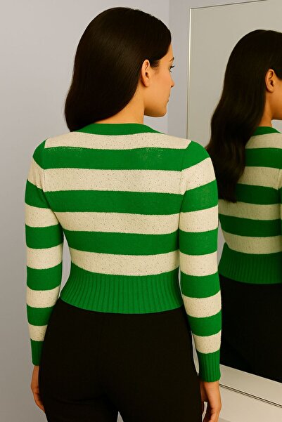 Sfg Life Moda Women's Buttoned Front and Double-Colored Knitwear Cardigan