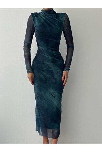 conconmoda Lizz Tül Kol Midi Elbise