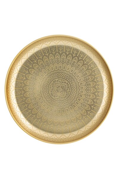 SHOPIENS Platou decorativ metalic Shopiens®, auriu cu model mandala, 30 cm