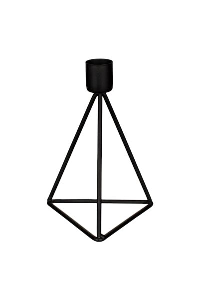 SHOPIENS Suport lumânare Shopiens®, metal negru cu bază triunghiulară, 9 x 9 ...