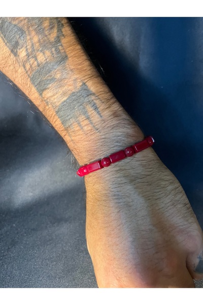 Mos Tespih Red Onyx Original Natural Stone Bracelet