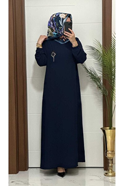 modasura 9911 K60 LACİVERT BAKLAVA desen taşlı aerobin kumaş Büyük beden elbi...