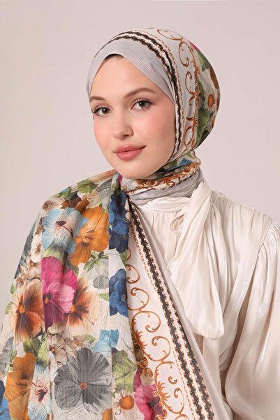 Levidor Gray Foil Pattern Cotton Shawl