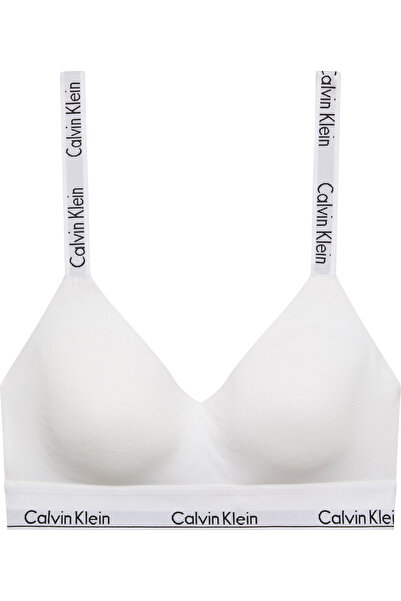 Calvin Klein Kadın Logo Şeritli Hafif Dolgulu Üçgen Bralet - Beyaz