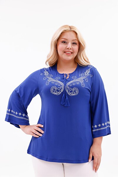 Siyezen Plus Size Shawl Pattern Spanish Sleeve Blouse