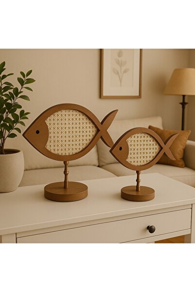 arykanda DEKORATİF BALIK OBJE - AHŞAP AKSESUAR - RATTAN DEKOR