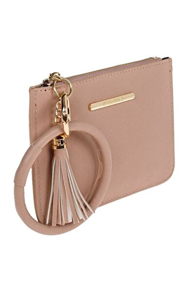 SHOPIENS Card Holder for Women, with Card and Banknote Pockets, Zipper, and Tassel Bracelet Handle, 16x11 cm,