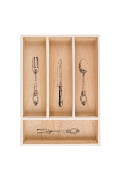 SHOPIENS Tavă pentru tacâmuri pentru sertar Shopiens®, din lemn cu 4 comparti...