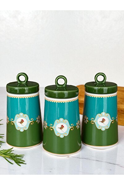 Yumuk Shop 3-Piece Luxury Bird Green Soho Vacuum Jar Set