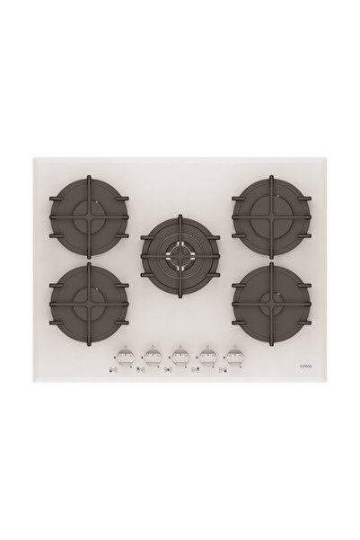 Vinola MOG.7110.111.02 Döküm Izgaralı Wok Gözlü Beyaz Cam Ocak - Doğalgaz